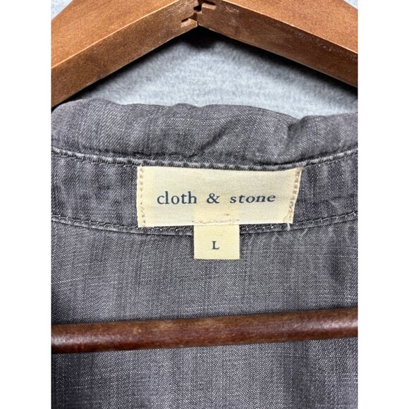 Cloth & Stone Womens Top L Long Sleeve Gray Popover Shirt - Picture 2 of 7